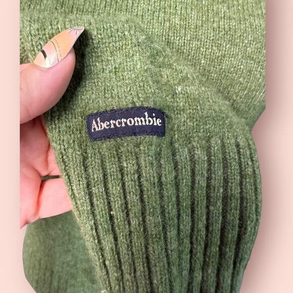 Vtg Abercrombie Fitch Sweater Womens Large Turtle Neck Lambswool Green Preppy - Picture 2 of 4